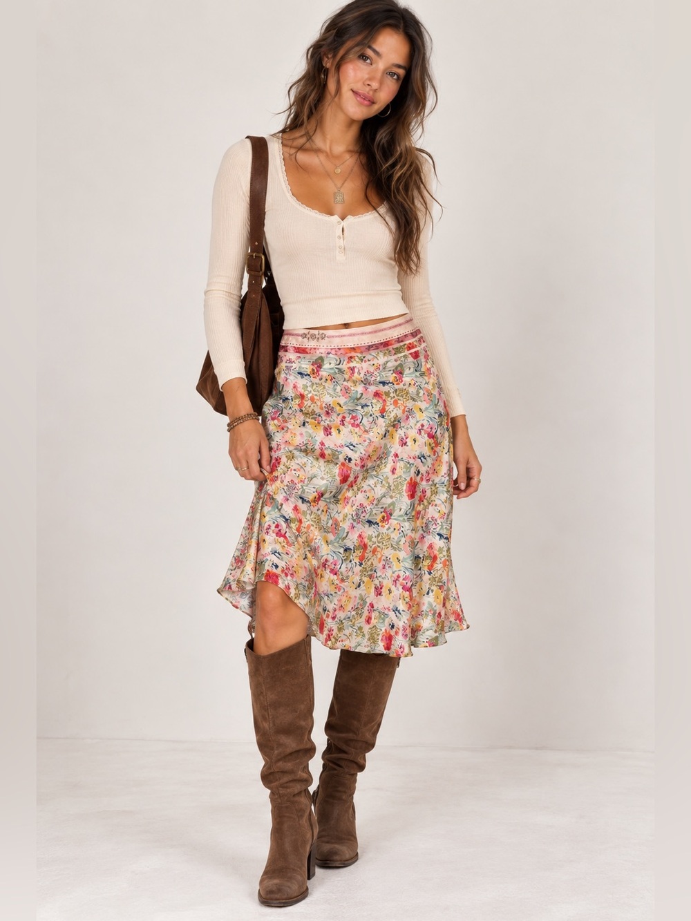 Dex fresh Silk floral bead embellished skirt sz 2
